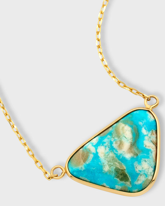 Nevada Turquoise Gold Bezel Necklace