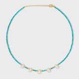 Nevada Turquoise Five Pearl Necklace