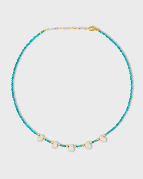 Nevada Turquoise Five Pearl Necklace