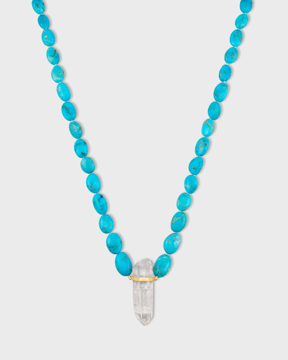 Nevada Turquoise Nugget Crystal Quartz Charm Necklace