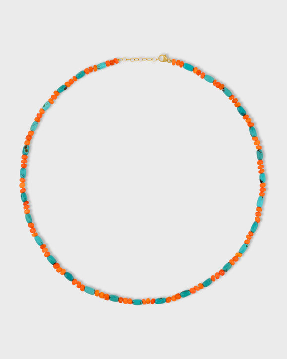 Nevada Turquoise And Orange Opal Necklace
