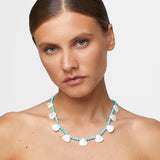 Turquoise and Mother of Pearl Flower Necklace