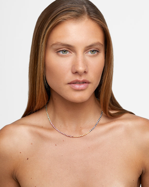 Ocean Connection Mini Pearl & Rainbow Sapphire Necklace