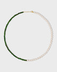 Ocean Chrome Diopside Round Pearl Union Necklace