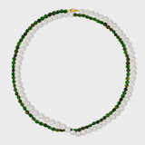 Ocean Chrome Diopside Round Pearl Union Double Long Necklace