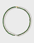 Ocean Chrome Diopside Round Pearl Union Double Long Necklace