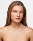Ocean Vertical Pearl with Crystal Quartz Charm Necklace