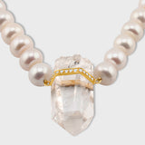 Ocean Jumbo Diamond Crystal Quartz Pearl Necklace