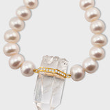 Ocean Jumbo Diamond Crystal Quartz Pearl Necklace