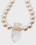 Ocean Jumbo Diamond Crystal Quartz Pearl Necklace