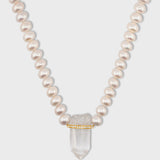 Ocean Jumbo Diamond Crystal Quartz Pearl Necklace