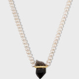 Ocean Jumbo Diamond Smoky Quartz Pearl Necklace