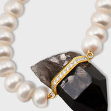 Ocean Jumbo Diamond Smoky Quartz Pearl Necklace