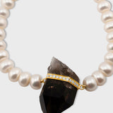 Ocean Jumbo Diamond Smoky Quartz Pearl Necklace