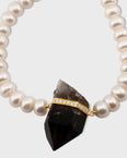 Ocean Jumbo Pearl Smoky Quartz Diamond Charm Necklace