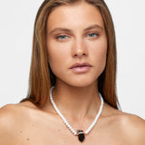 Ocean Jumbo Pearl Smoky Quartz Diamond Charm Necklace