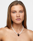 Ocean Jumbo Pearl Smoky Quartz Diamond Charm Necklace