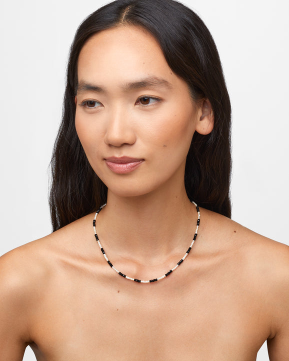 Ocean Black Tourmaline Pearl Stripe Necklace