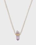 Ocean Mini Pearl Veracruz Amethyst Gold Bar Necklace