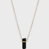 Ocean Black Tourmaline Gold Bar Pearl Necklace