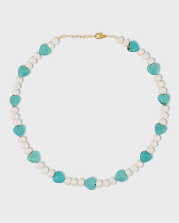 Ocean Love Turquoise Heart & Pearl Necklace