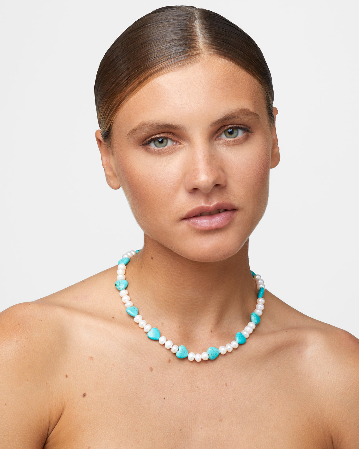 Nevada Turquoise Heart & Pearl Necklace