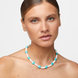 Turquoise Heart & Pearl Necklace