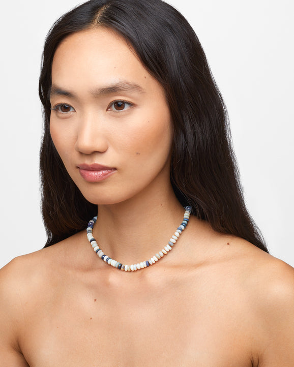 Oracle Lightning Ridge Blue Opal Crystal Necklace