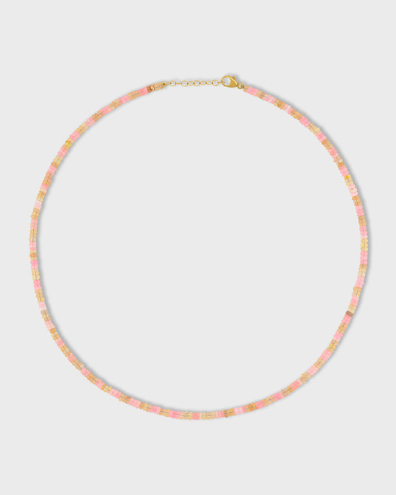 Soleil Lemonade Yellow & Pink Stripe Opal Necklace