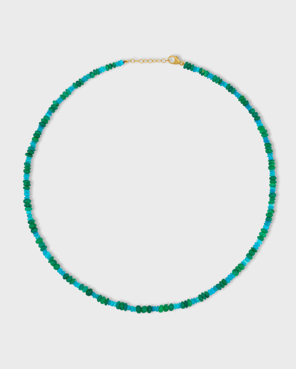 Soleil Mini Blue Green Stripe Opal Necklace