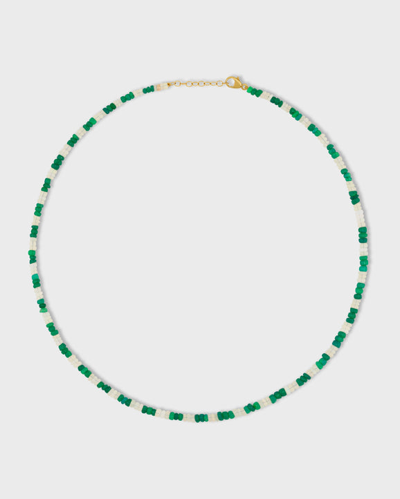 Soleil Mini White and Green Opal Stripe Necklace