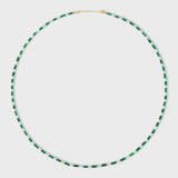 Soleil Mini White and Green Opal Stripe Long Necklace