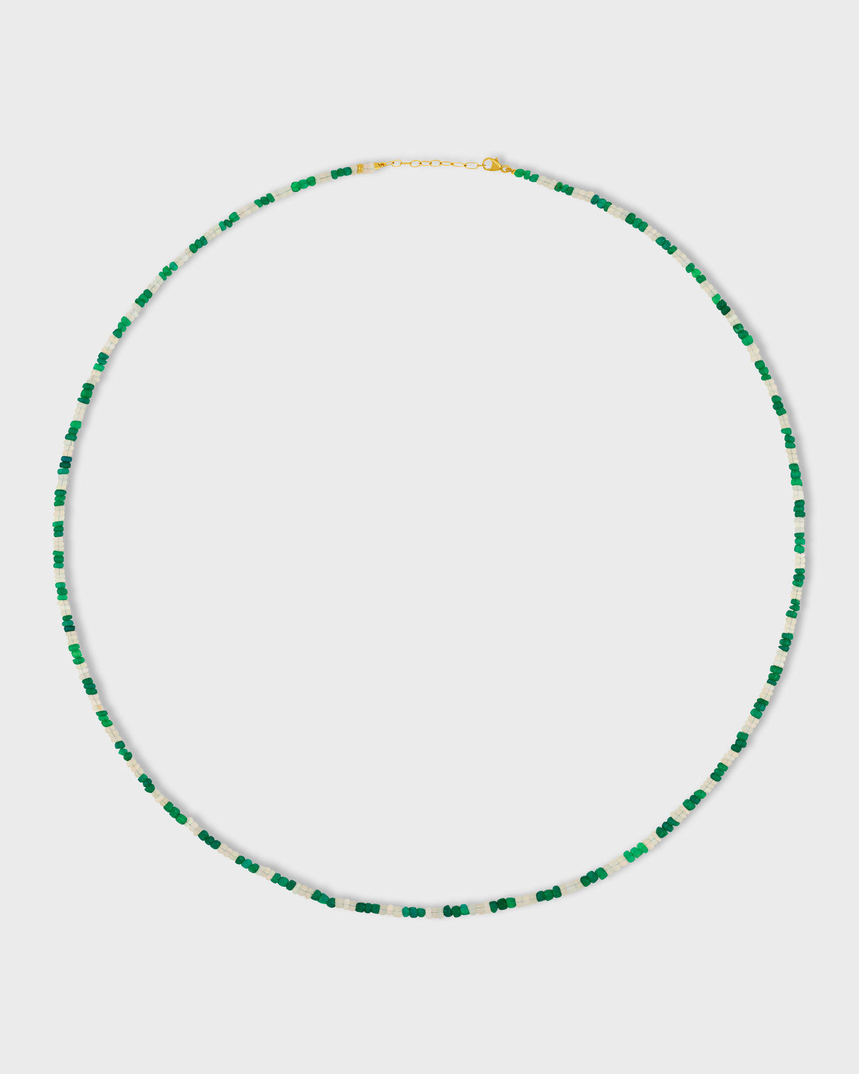 Soleil Mini White and Green Opal Stripe Long Necklace