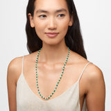 Soleil Mini White and Green Opal Stripe Long Necklace