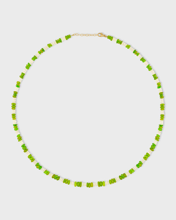 Soleil Canary Green White Opal Stripe Necklace