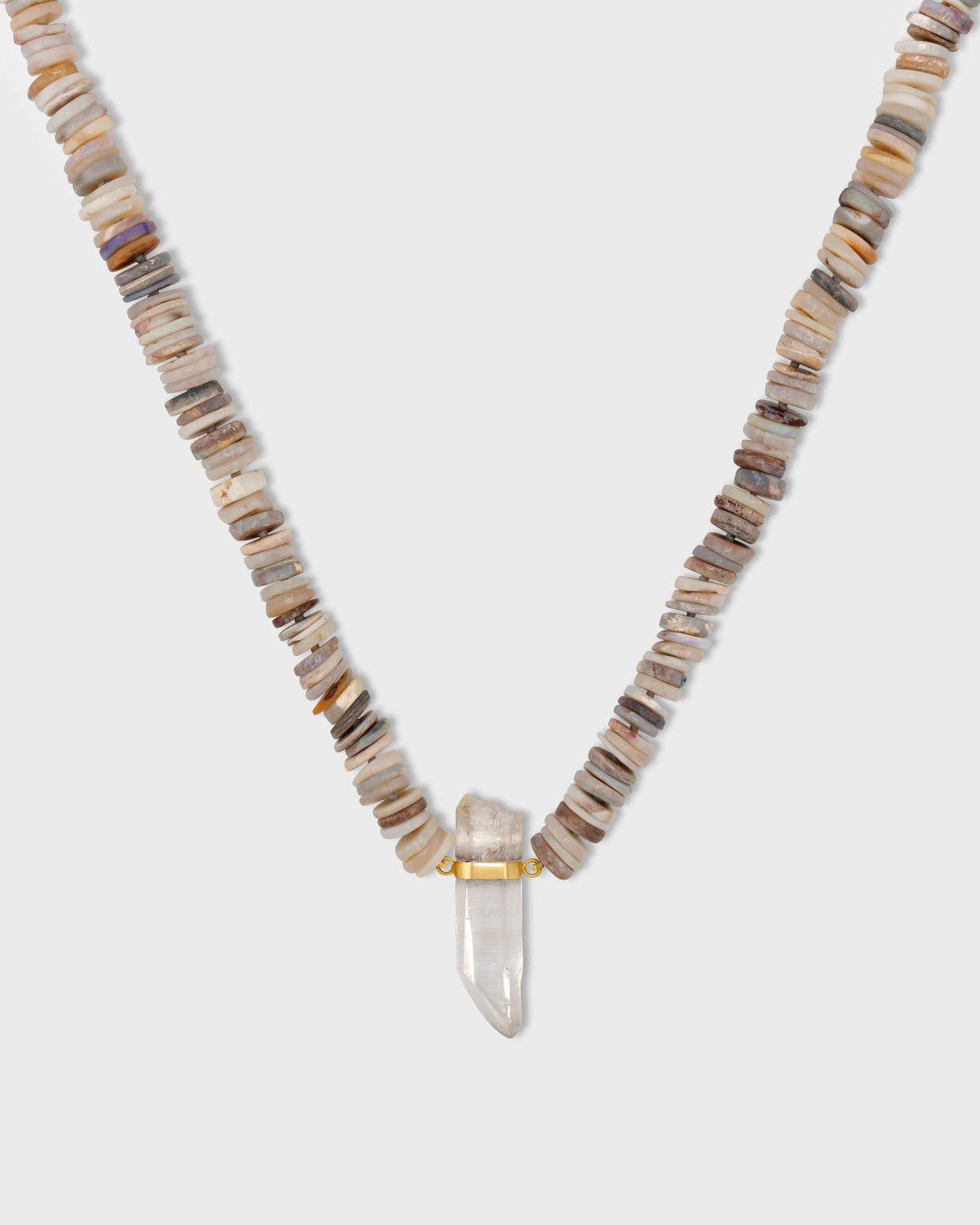 Soleil Opal Heishi Crystal Quartz Charm Necklace