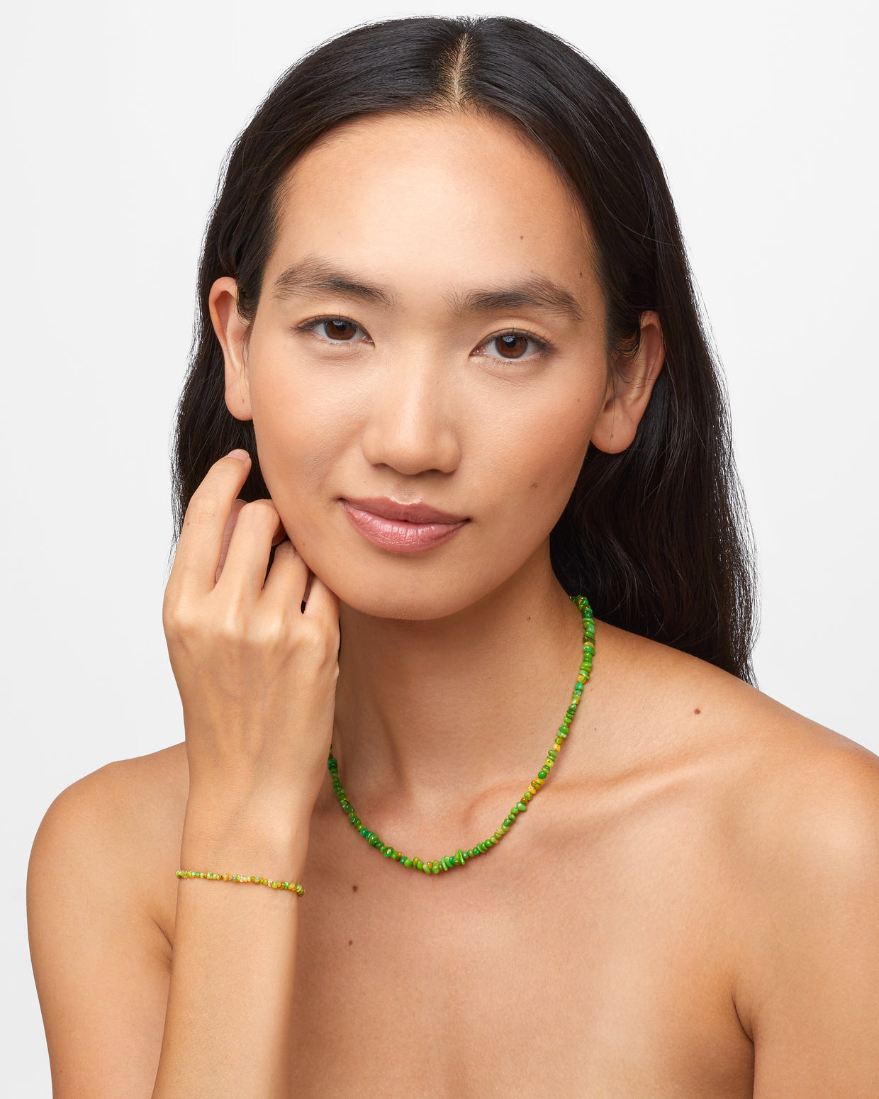 Soleil Mini Green Pebble Opal Necklace