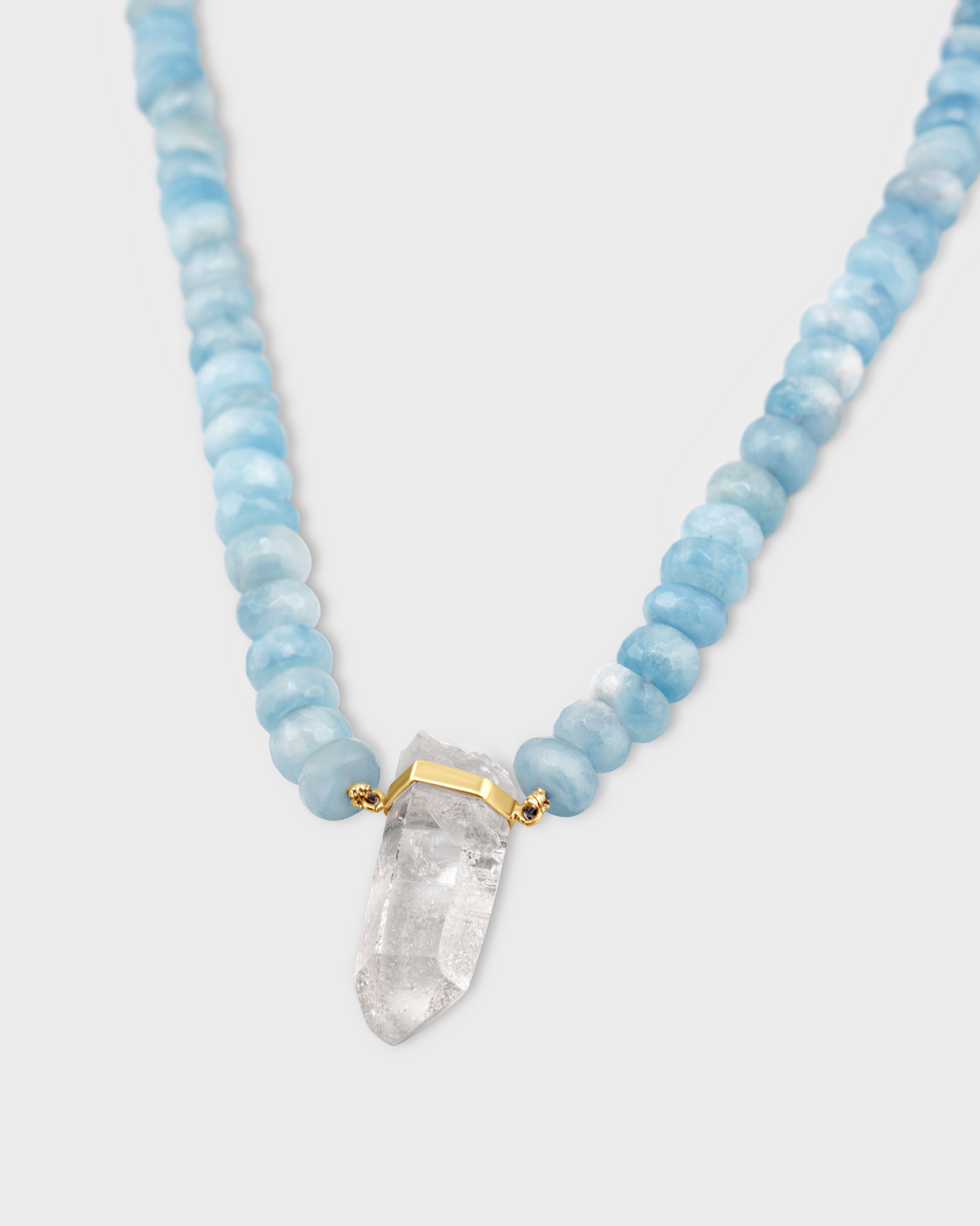 Oracle Aquamarine Crystal Quartz Charm Necklace