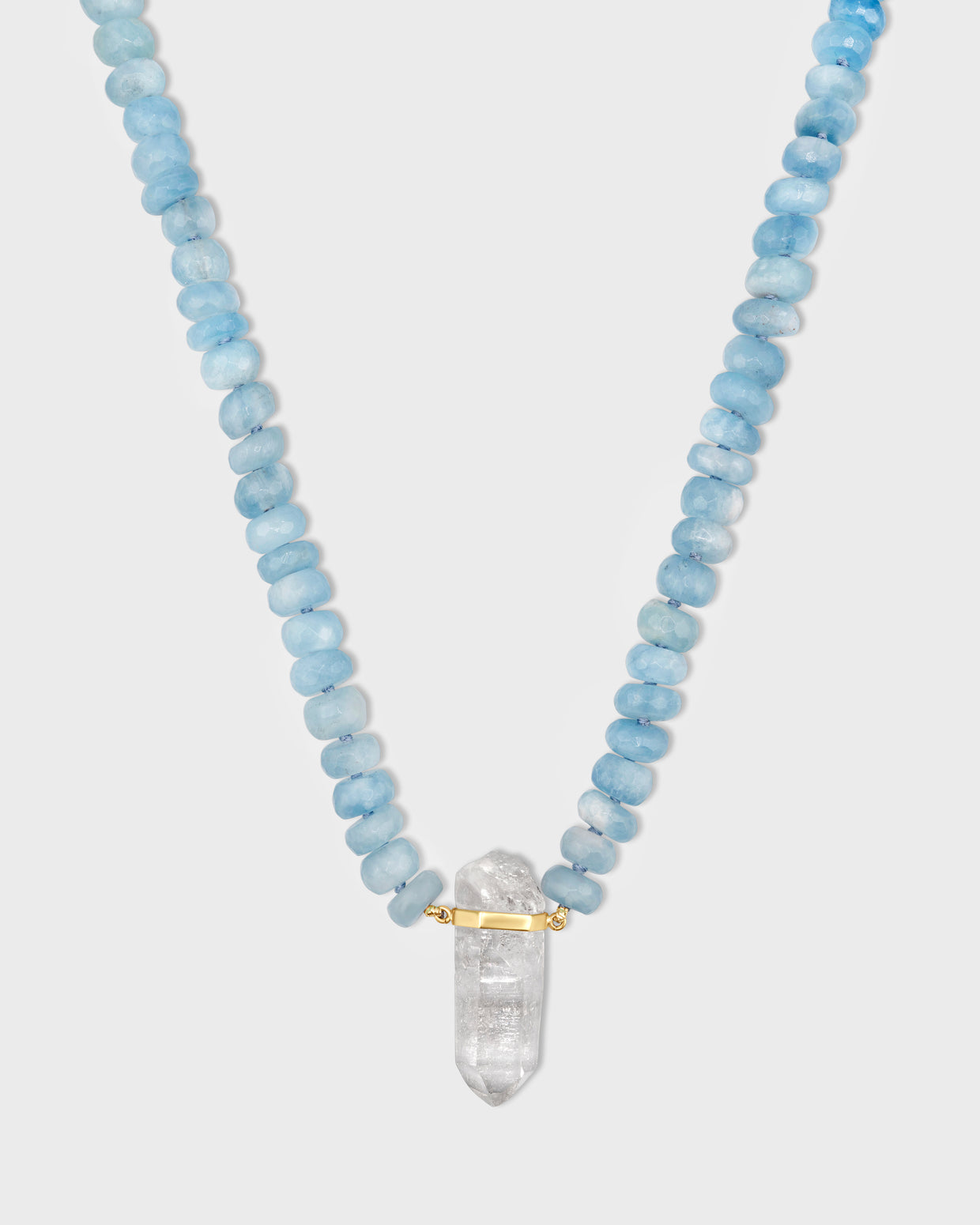 Oracle Aquamarine Crystal Quartz Charm Necklace