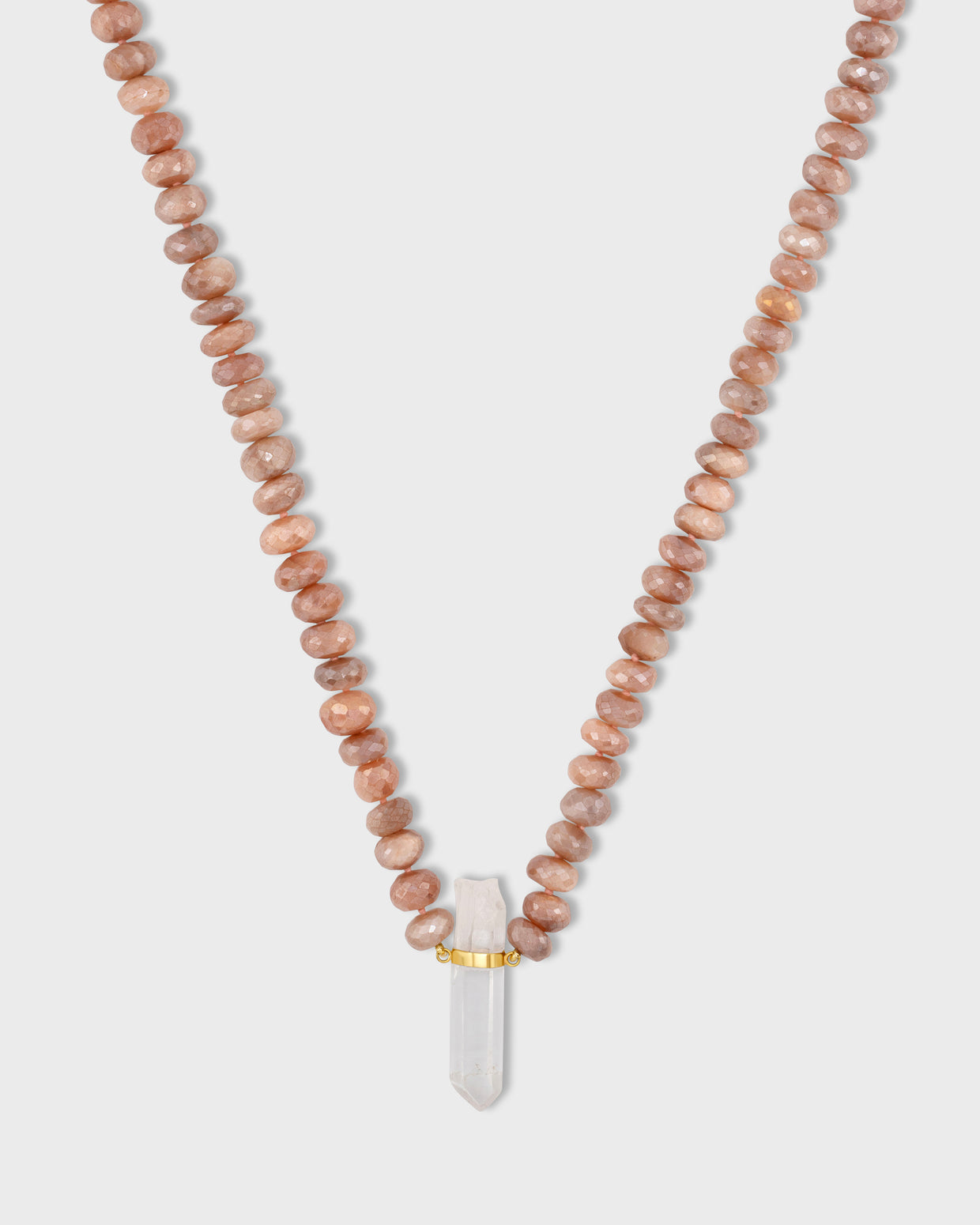 Oracle Peach Moonstone Crystal Charm Necklace