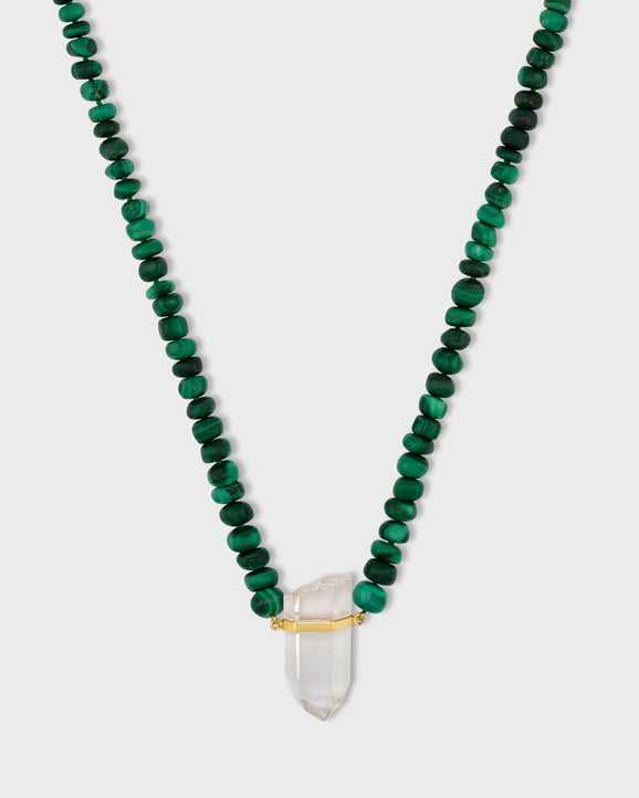 Oracle Malachite Crystal Quartz Charm Necklace