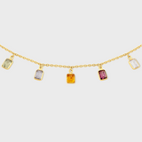 Chakra Rainbow Sapphire Gold Bezel Necklace