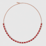 Chakra Ruby Diamond Halo Tennis Necklace