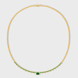 Chakra Emerald Diamond Halo Tennis Necklace