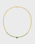 Chakra Emerald Diamond Halo Tennis Necklace