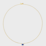 Chakra Classic Blue Sapphire Diamond Halo Necklace