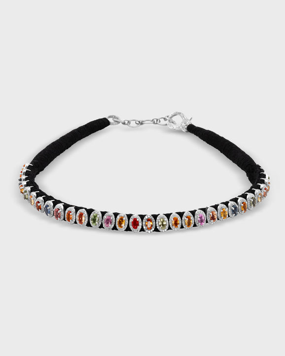 Chakra Skinny Rainbow Sapphire Diamond Collar