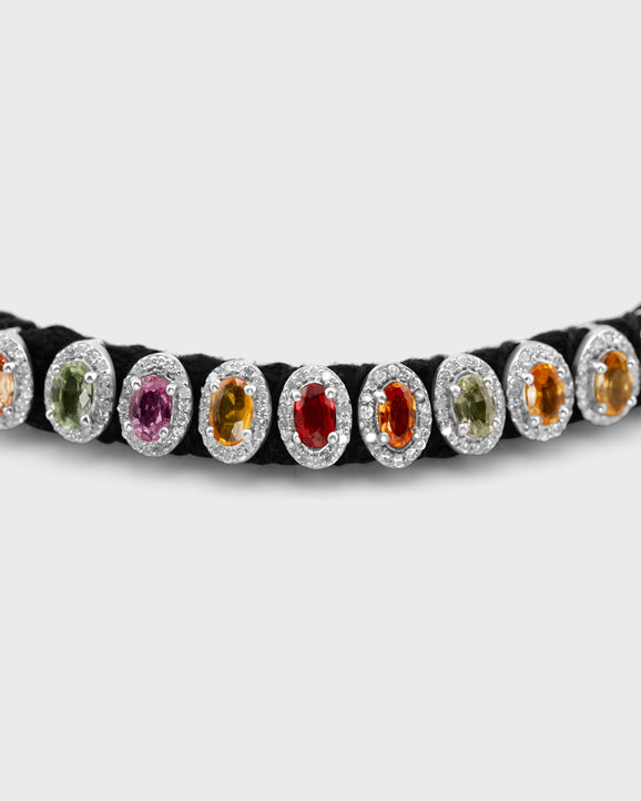 Chakra Skinny Rainbow Sapphire Diamond Collar