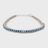 Chakra Skinny Blue Sapphire Diamond Silver Woven Collar