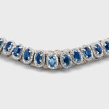 Chakra Skinny Blue Sapphire Diamond Silver Woven Collar